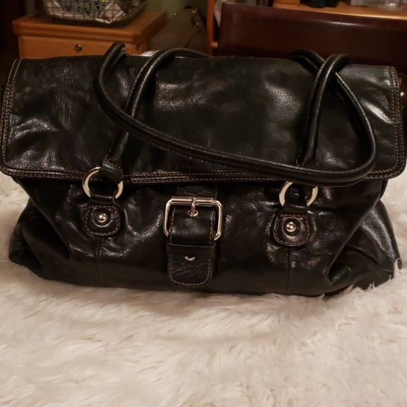 giani bernini black leather purse